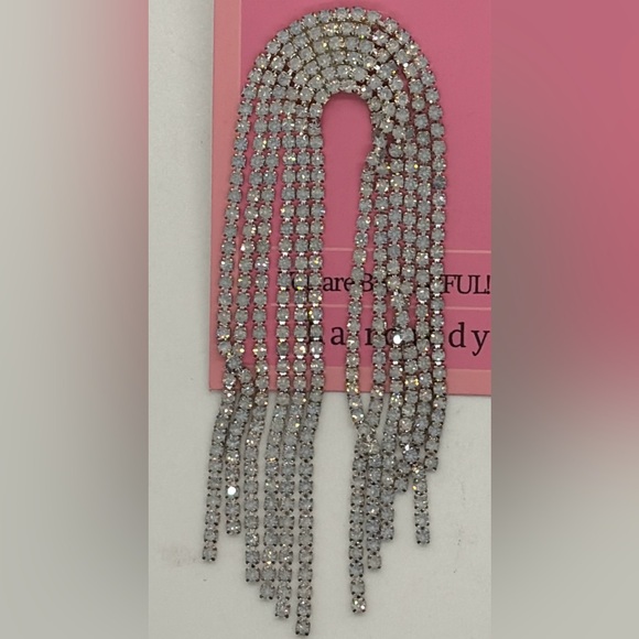 Hair Candy Silver tone Rhinestone Dangle Pierced Earrings - Picture 2 of 4